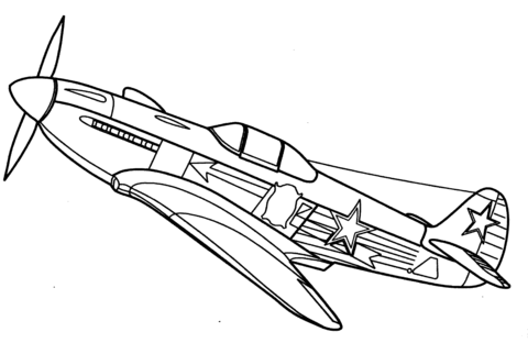 Yakovlev Yak 3 Fighter Aircraft Coloring Page